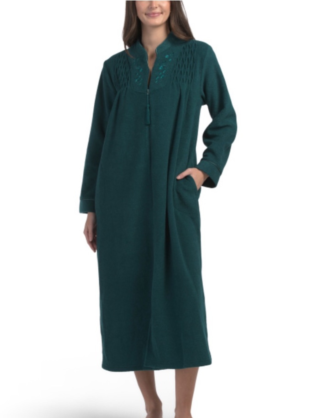 Miss Elaine Cozy Emerald Long-Sleeve Fleece Nightgown
